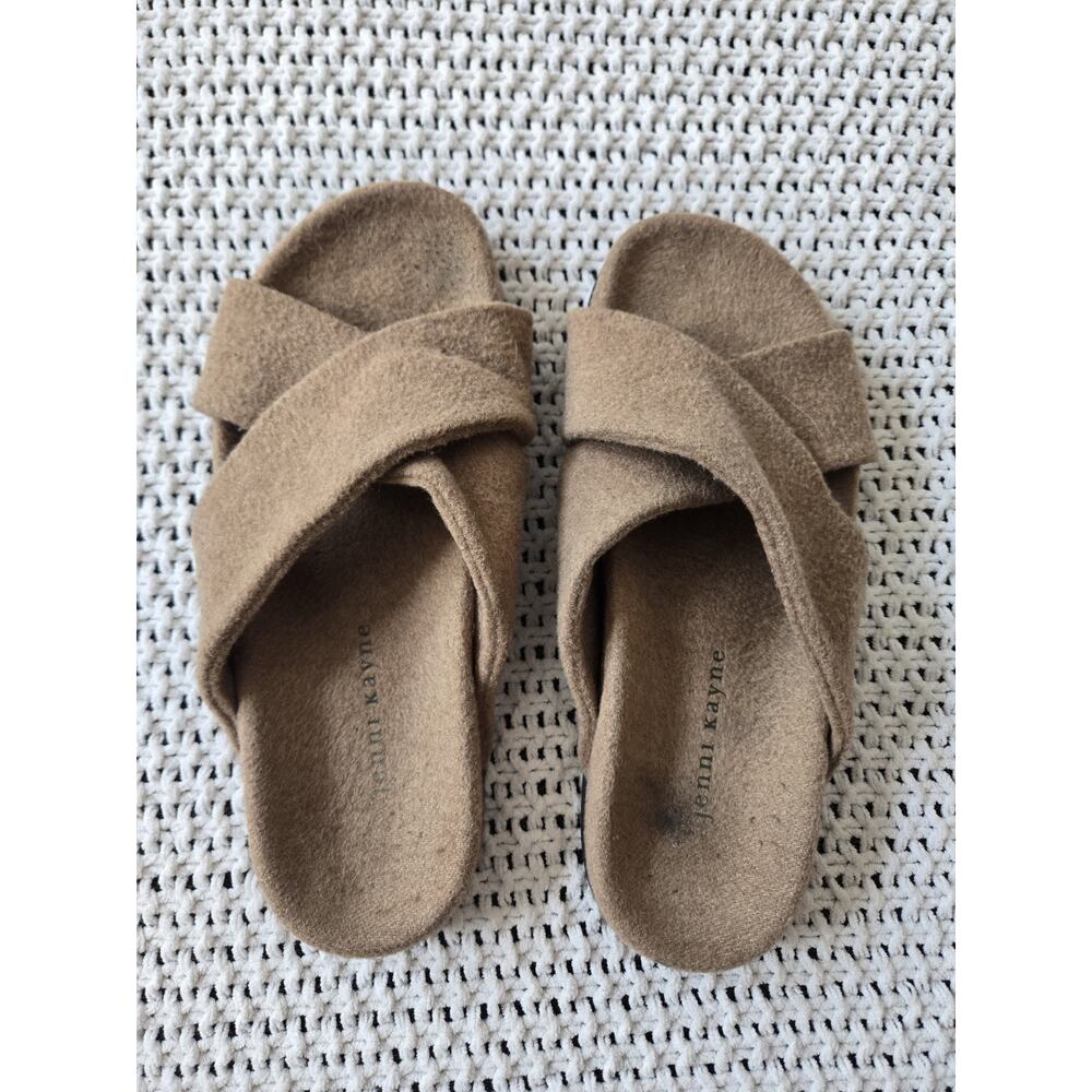 Jenni Kayne Cabin Crossover Sandals Size 40 Wool Brown Camel Slides US Size 9